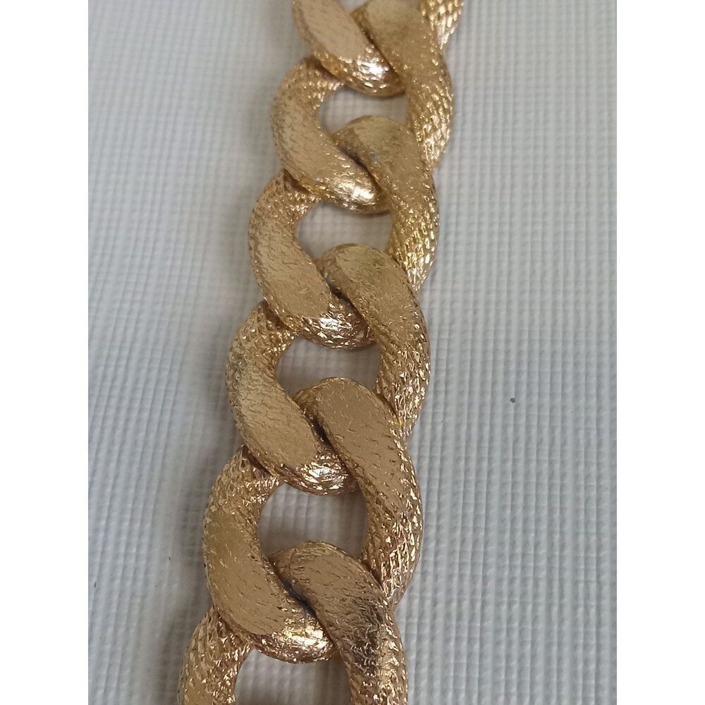 Chunky Gold Toned Oversized Curb Link Metal Chain Heavyweight Statement Necklace - Picture 3 of 9